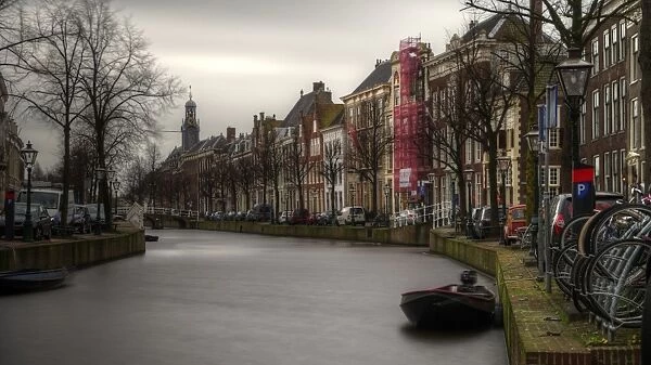 Steenschuur canal in old town Leiden long exposure