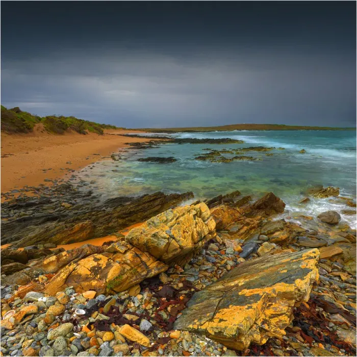 Framed Print : Stokes point, Southern end of King Island, Bass Strait, Tasmania, Australia