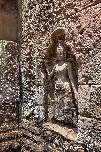 Stone Wall Carvings (Bas Relief) At Prasat Ta Prohm, Angkor, Siem Reap, Cambodia