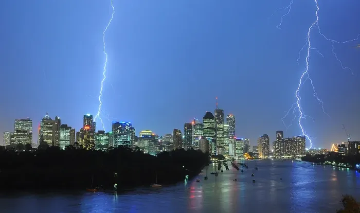 Framed Print : Storm over Brisbane