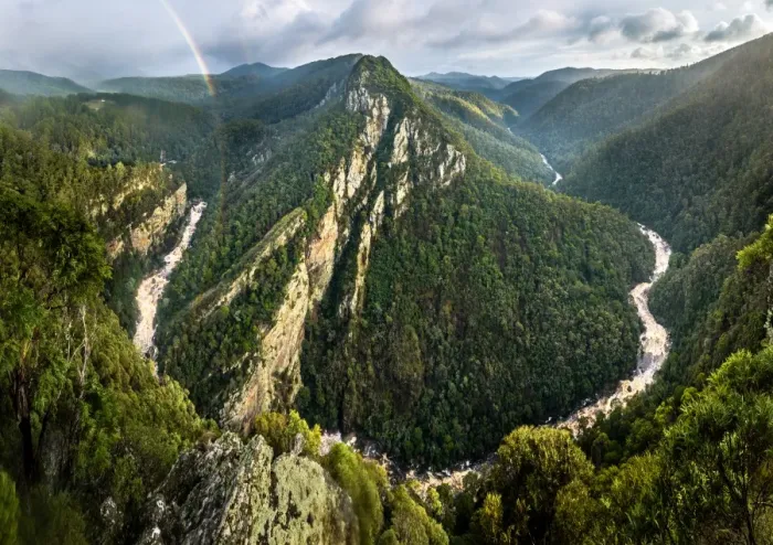 Framed Print : Storm passing by Leven Canyon in Tasmania