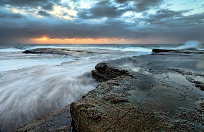 Framed Print : Stormy clouds over sea