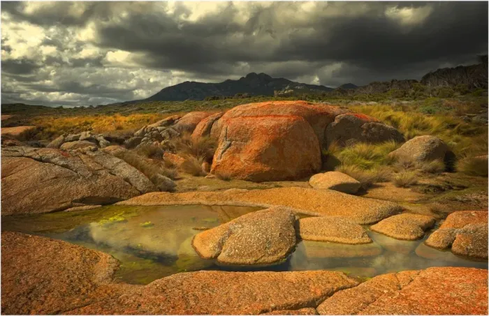 Framed Print : Stormy weather over the landscape, Flinders Island, part of the Furneaux group, eastern Bass Strait, Tasmania