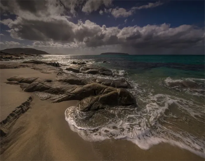 Framed Print : Stormy weather at north east beach, Flinders Island, Bass Strait, Tasmania, Australia