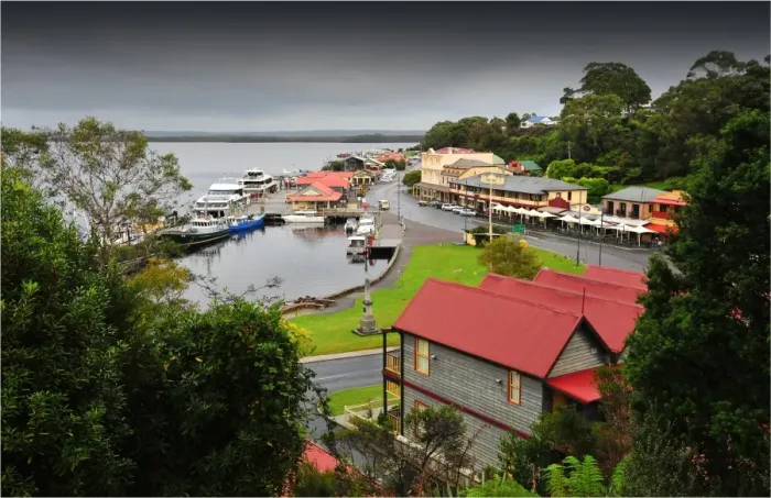 Framed Print : Strahan harbour and coastline, south western area of Tasmania, Australia Framed Print : Strahan harbour and coastline, south western area of Tasmania, Australia