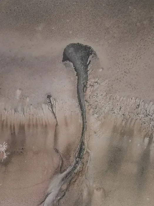 Framed Print : Strange pattern in a salt lake shot from a drone, South Australia, Australia