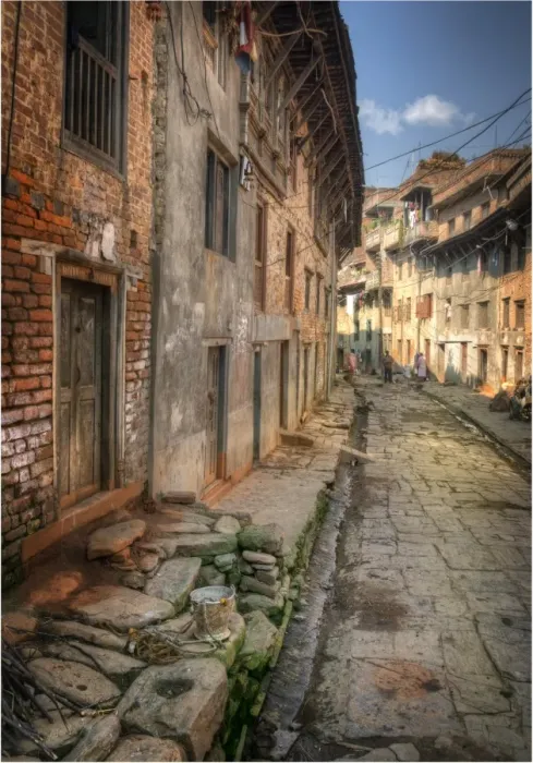 Framed Print : Street Scene in Kokana village, Western Himalayas, Nepal