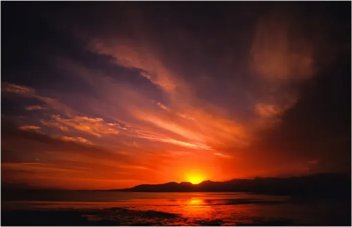 Framed Print : Strzelecki sunset, Flinders Island, part of the Furneaux group, eastern Bass Strait, Tasmania