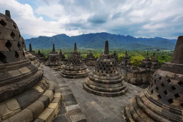 Framed Print : Stupas at Borobudur, Magelang, Central Java, Indonesia