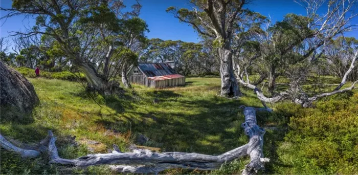 Framed Print : A summer view of Wallaces Hut in the Alpine region of north east Victoria, Australia Framed Print : A summer view of Wallaces Hut in the Alpine region of north east Victoria, Australia