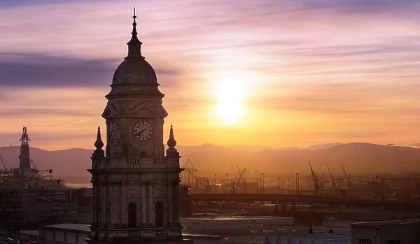 Sunrise with Cape Town City Hall, South Africa