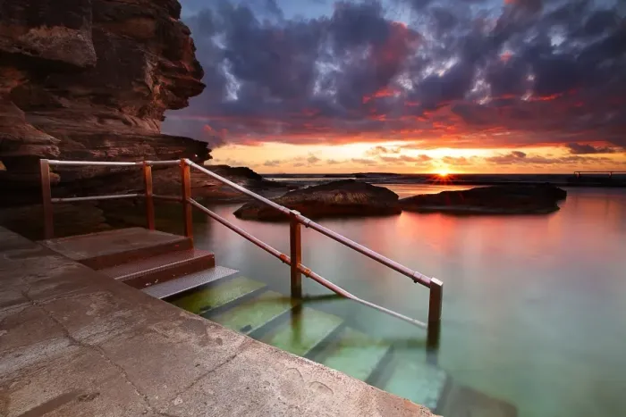Framed Print : Sunrise at Curl Curl pool, Sydney, Australia Framed Print : Sunrise at Curl Curl pool, Sydney, Australia