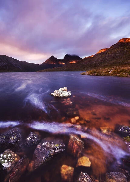 Sunrise at Dove Lake in Cradle Mountain Lake St Clair National Park, Tasmania, Australia