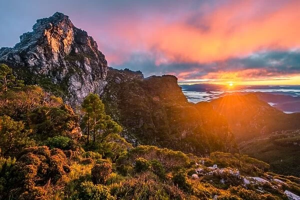 Sunrise over Lions Head in Franklin-Gordon Wild Rivers National Park, Tasmania