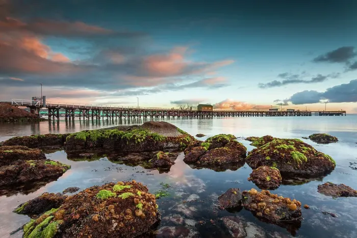 Framed Print : Sunrise at low tide