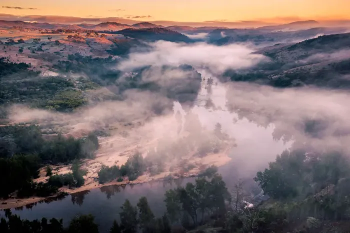 Framed Print : Sunrise over Murrumbridge River in Australian Capital Territory
