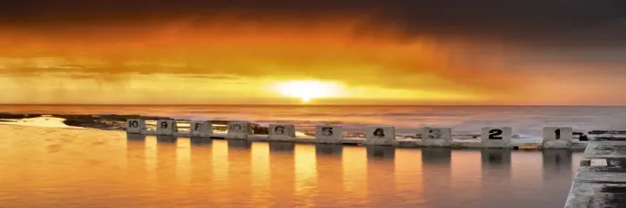 Framed Print : sunrise at ocean baths newcastle Framed Print : sunrise at ocean baths newcastle