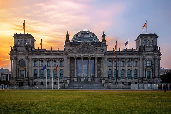 Sunrise with the Reichstag Building, Berlin, Germany