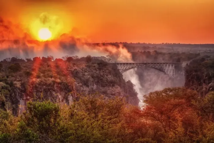 Framed Print : Sunrise, Victoria Falls, Zimbabwe