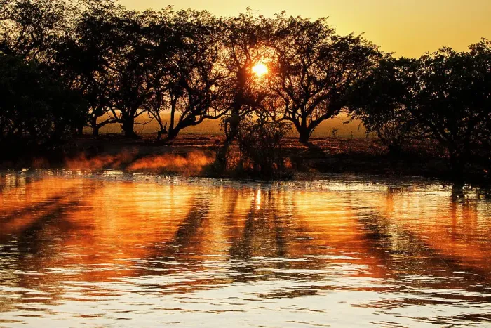 Framed Print : Sunrise over water