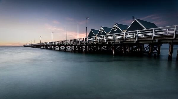 Jetty. Sunrise at the worlds second longest jetty at Busselton, Western Australia