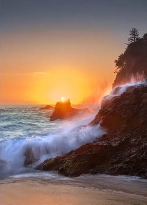 Framed Print : Sunset at Ansons Bay on the coastline of Norfolk Island