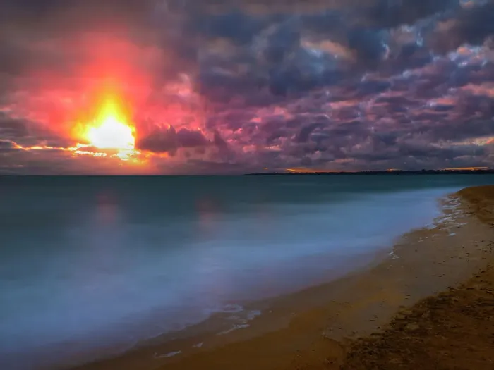 Framed Print : Sunset in Autumn on the coastline at Mordialloc, Victoria, Australia