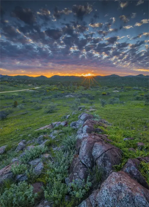 Framed Print : Sunset in the Bunaroo valley in the southern region of Flinders Ranges National Park, South Australia Framed Print : Sunset in the Bunaroo valley in the southern region of Flinders Ranges National Park, South Australia