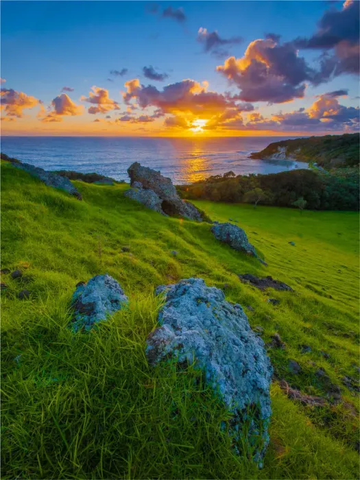 Framed Print : Sunset colours on the coastline of Lord Howe Island, New South Wales, Australia