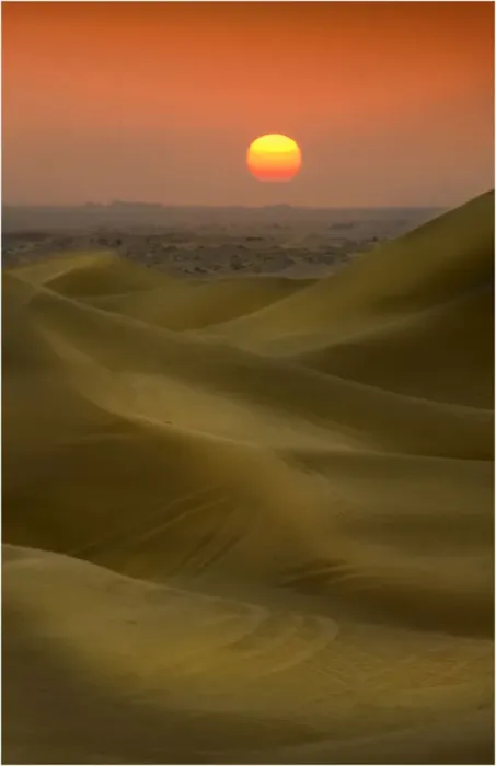 Framed Print : Sunset in the Desert of the United Arab Emirates