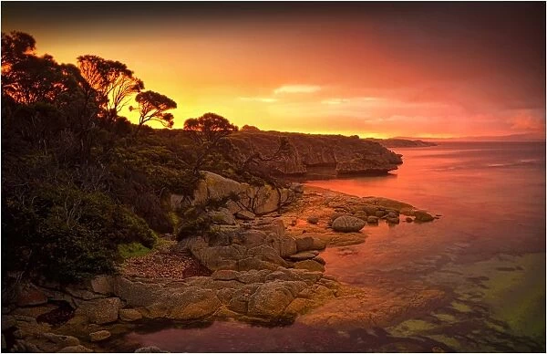 Sunset glow, Flinders Island, part of the Furneaux group, eastern Bass Strait, Tasmania