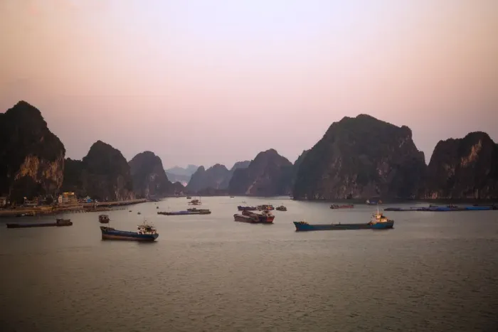 Framed Print : Sunset at Ha Long Bay, Quang Ninh Province, Vietnam