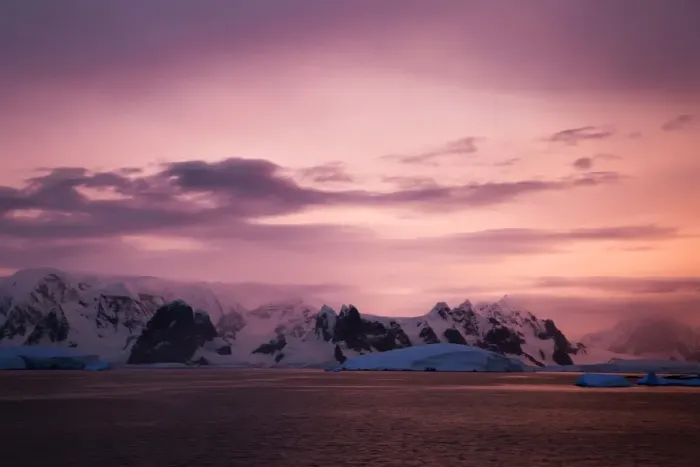 Framed Print : Sunset At Le Maire Strait, Antarctica