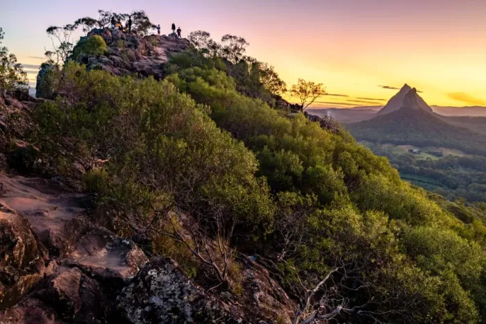 Framed Print : Sunset at the top of mt Ngungun