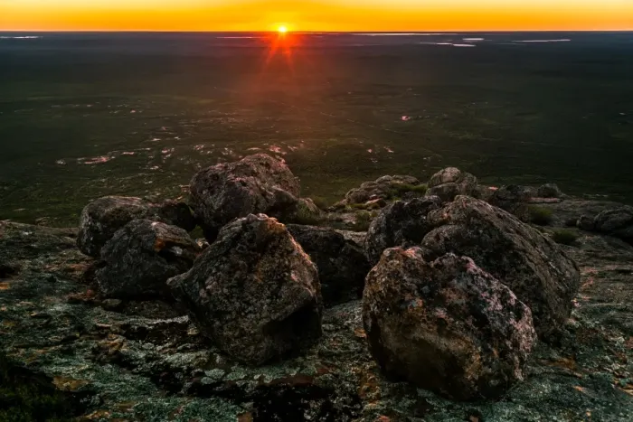Framed Print : Sunset at the top of Peak Charles in Great Western Woodlands
