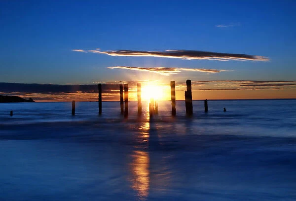 Sunset in pier ruins