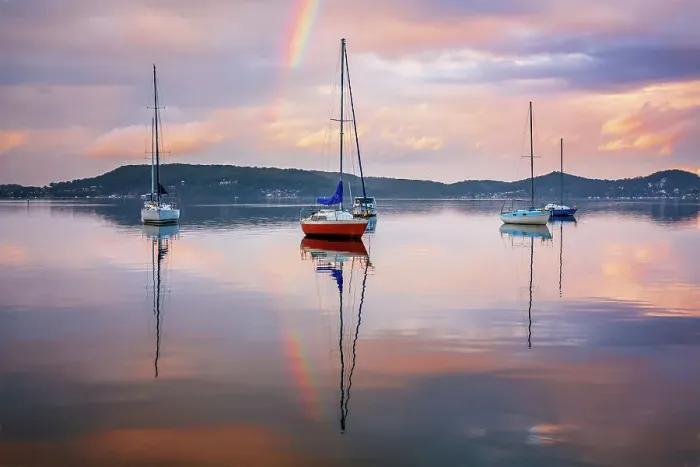 Framed Print : Sunset rainbow reflections Framed Print : Sunset rainbow reflections