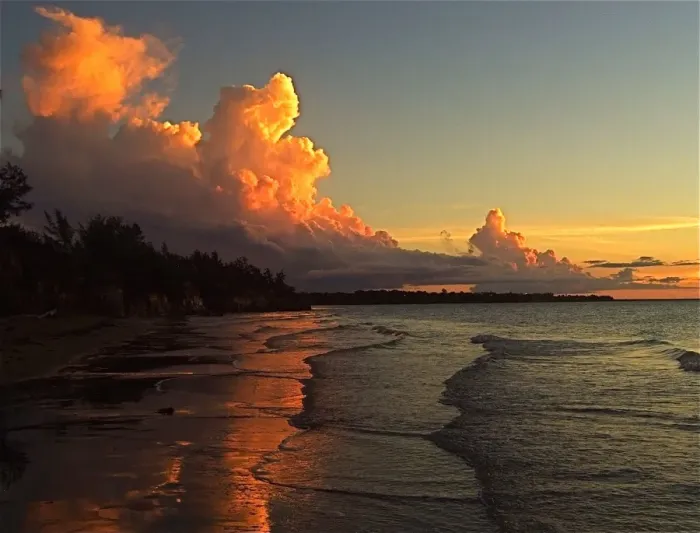 Framed Print : Sunset over shoreline
