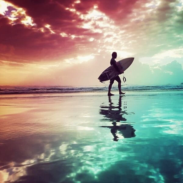 Sunset Surfer Reflection