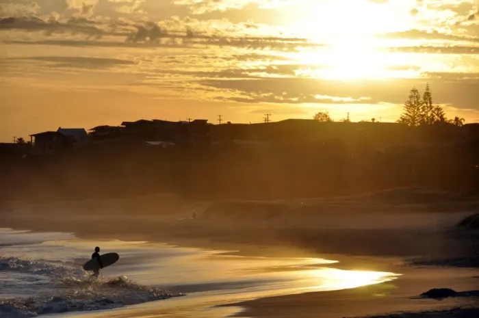 Framed Print : Sunset surfing