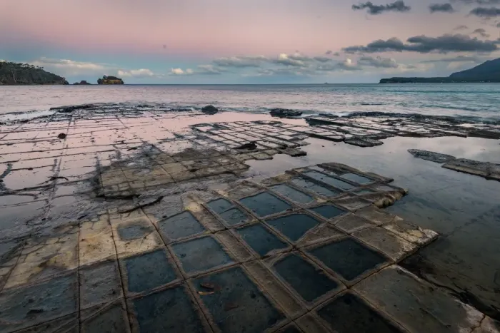 Framed Print : Sunset at Tessellated Pavement, Tasman Peninsula, Tasmania Framed Print : Sunset at Tessellated Pavement, Tasman Peninsula, Tasmania