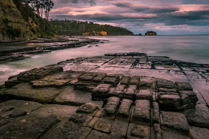 Framed Print : Sunset at Tessellated Pavement, Tasman Peninsula, Tasmania Framed Print : Sunset at Tessellated Pavement, Tasman Peninsula, Tasmania