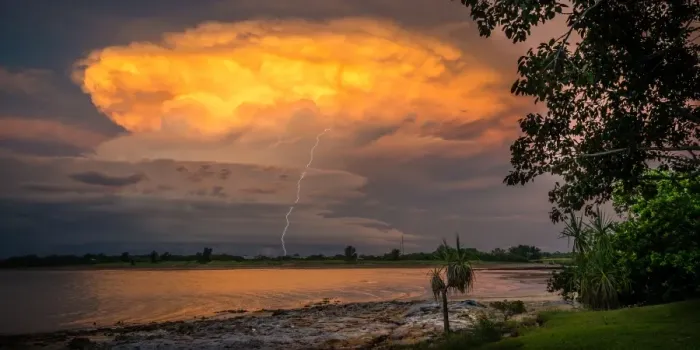 Framed Print : Sunset Thunderhead Strike