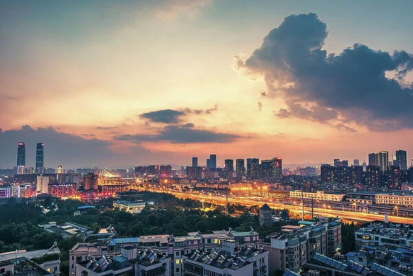 Sunset view and Cityscape of Kunming, Yunnan, China