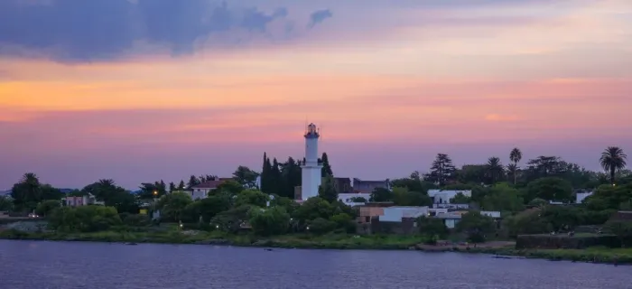 Framed Print : Sunset View of Colonia Lighthouse, Colonia del Sacramento, Uruguay
