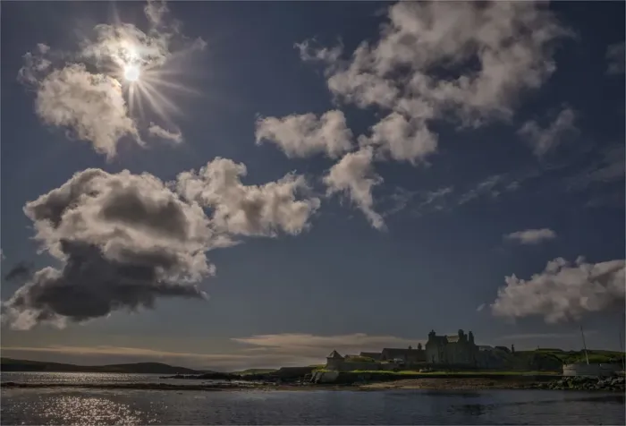 Framed Print : Sunstar over Enni, Shetland Islands, Scotland Framed Print : Sunstar over Enni, Shetland Islands, Scotland