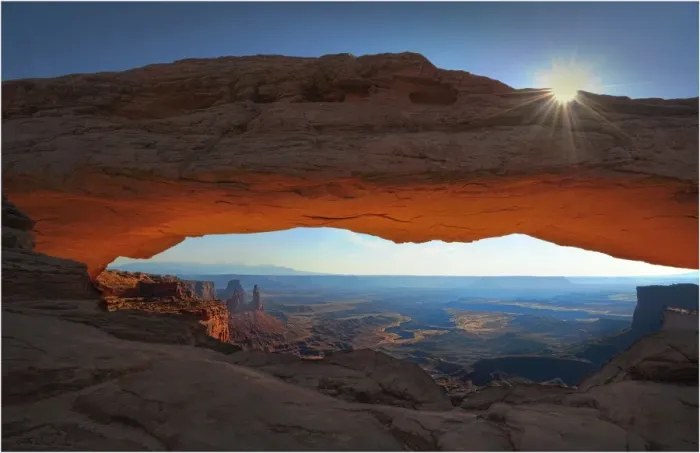 Framed Print : Sunstar and morning light at Mesa Arch, Canyonlands National Park, Utah
