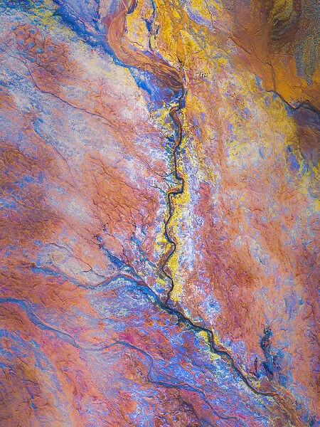 Surreal mine tailings shot from directly above, South Australia