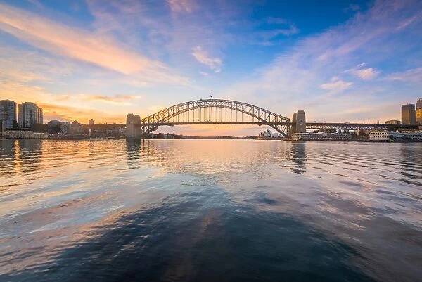 Sydney Harbour Bridge and Opera House view from Macmahon Point