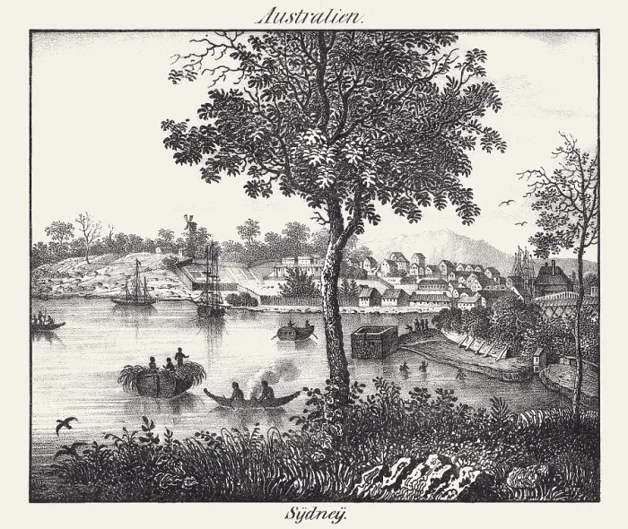 Framed Print : Sydney, New South Wales, Australia, lithograph, published ca. 1830